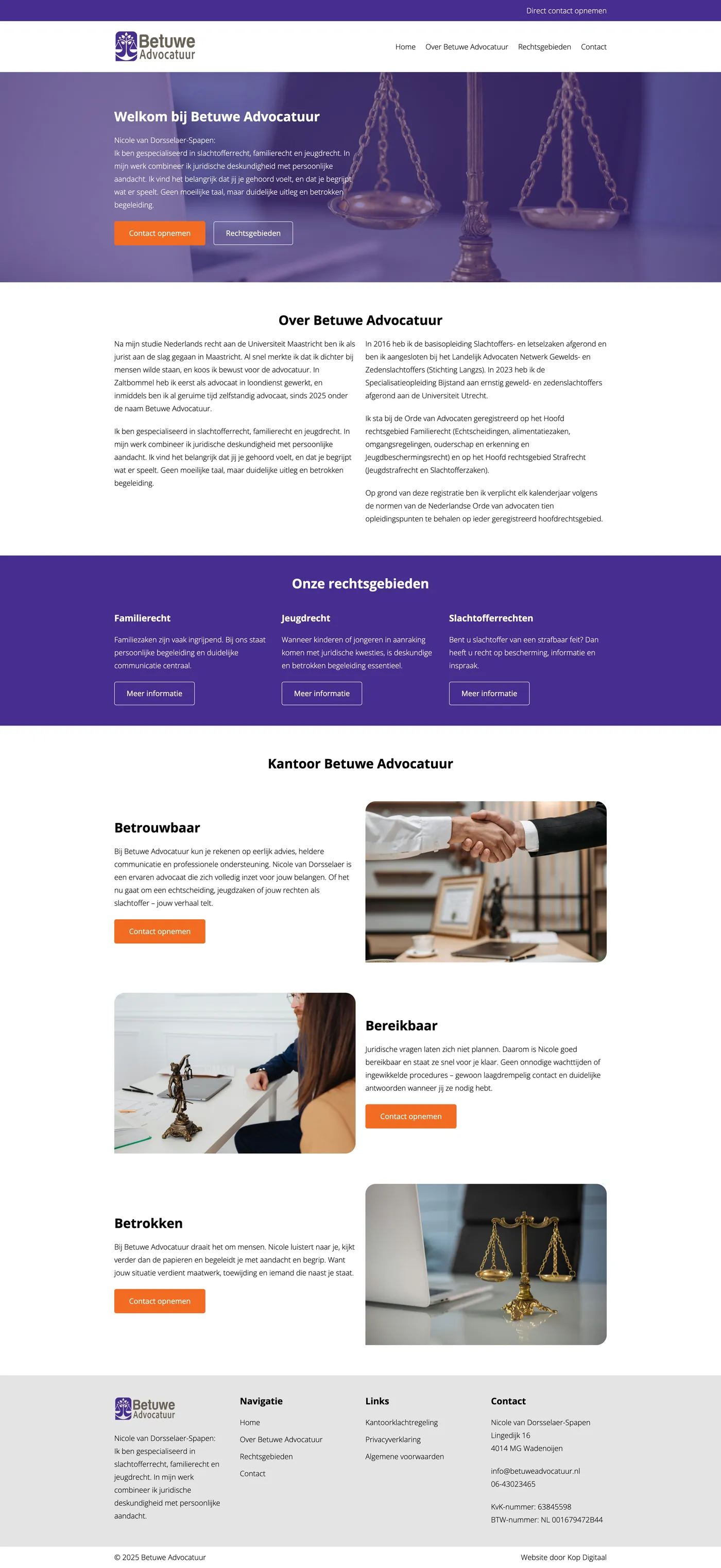 Homepage van de nieuwe website van Betuwe Advocatuur