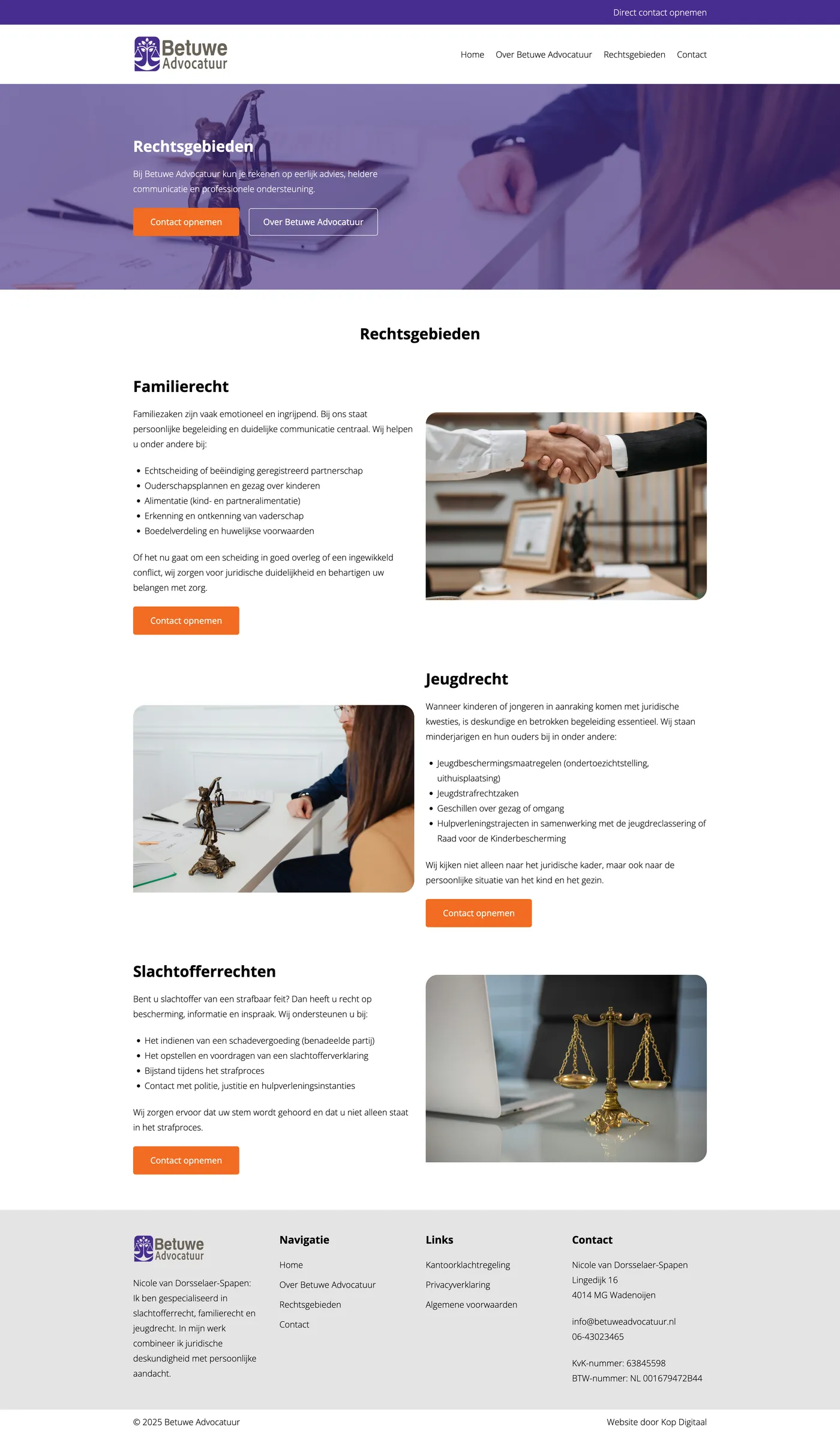 Pagina rechtsgebieden van de website van Betuwe Advocatuur