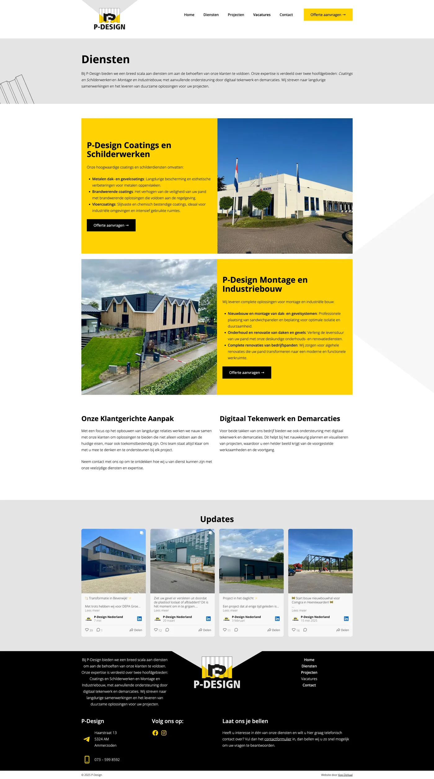 Case maatwerk website voor P-Design