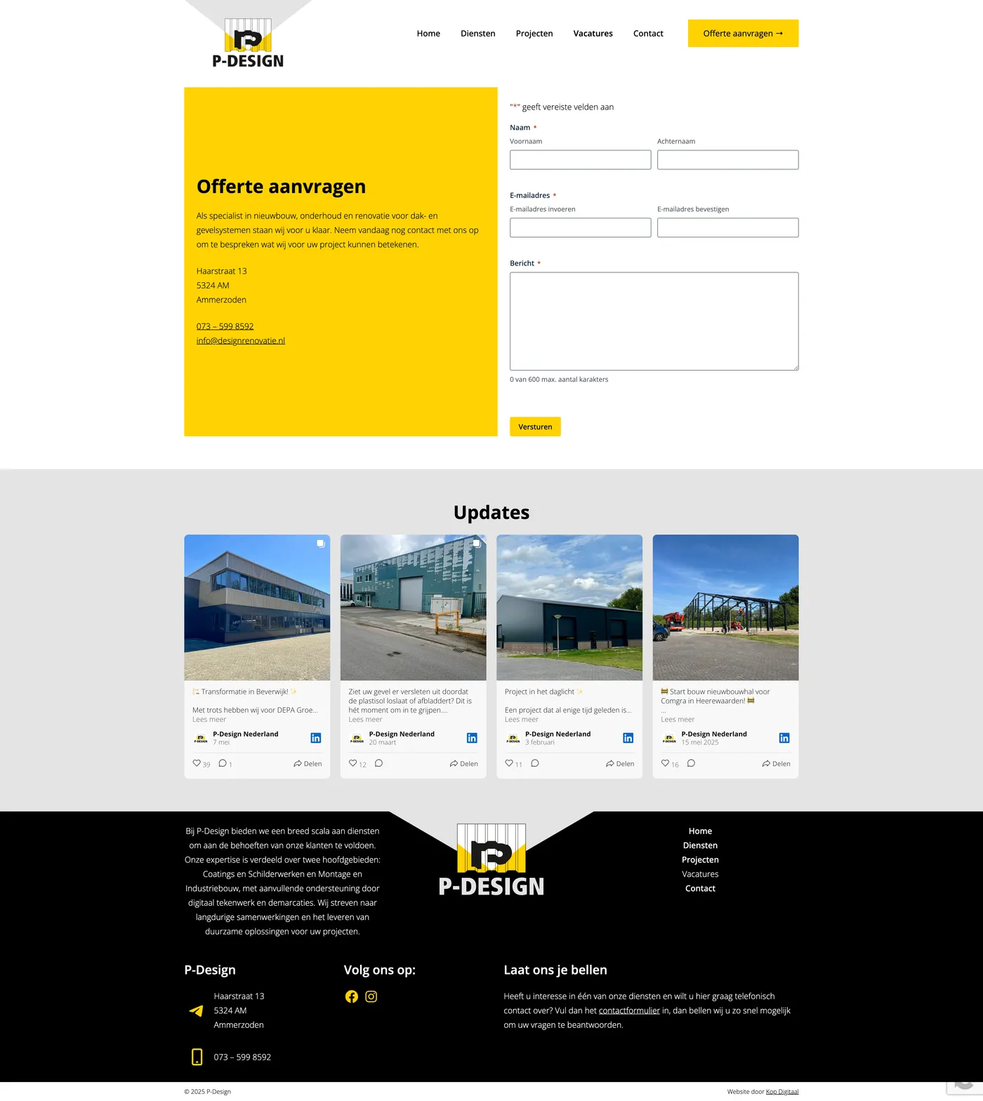 Case maatwerk website voor P-Design