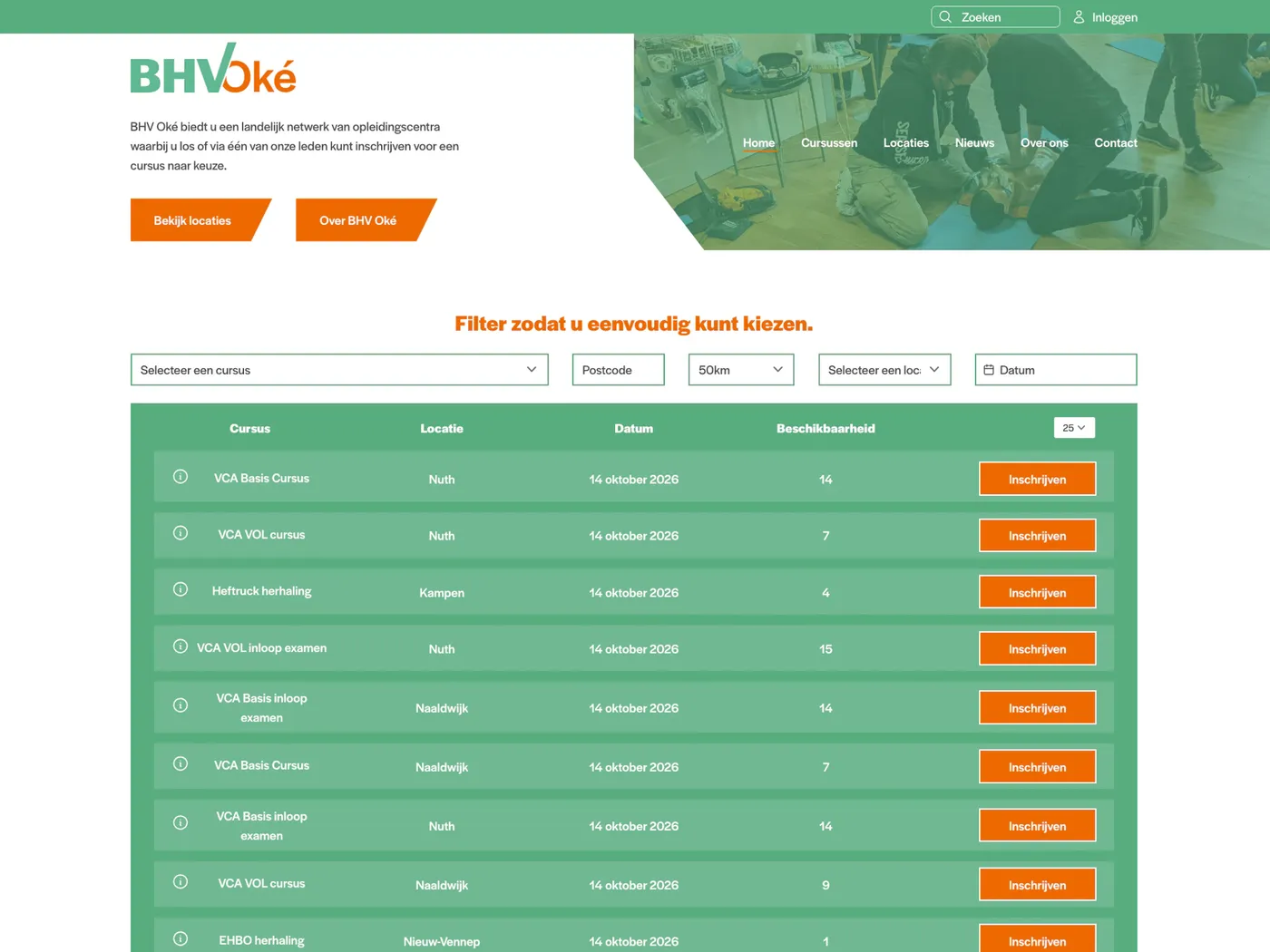 Homepage van BHV Oke