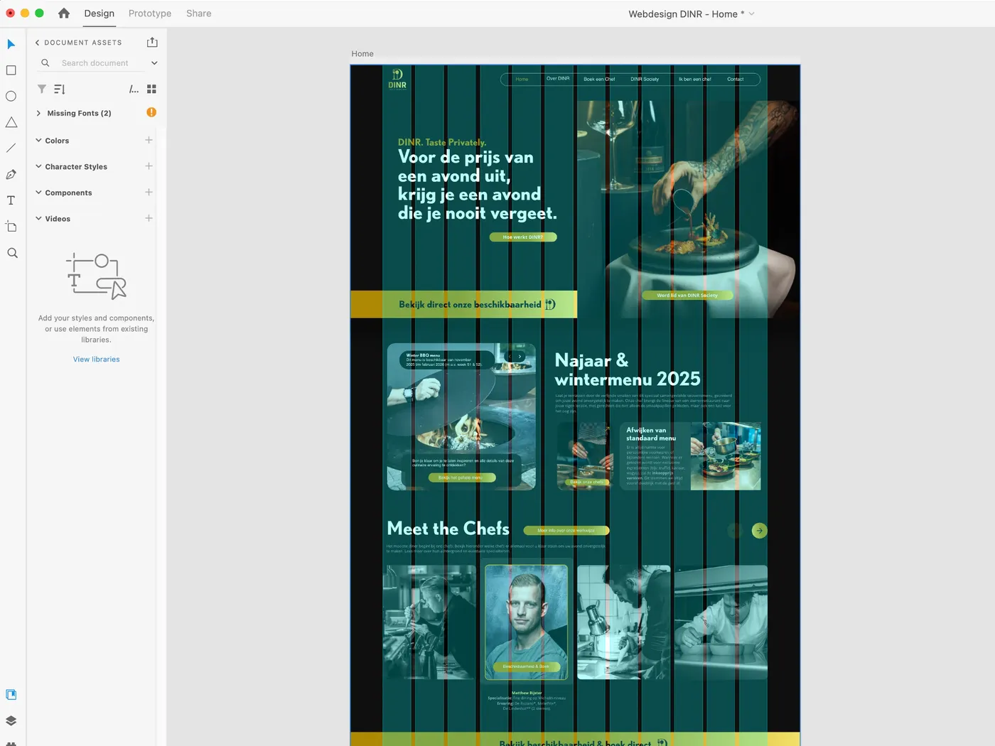 Ontwerp van de mobiele pagina's van de DINR-website