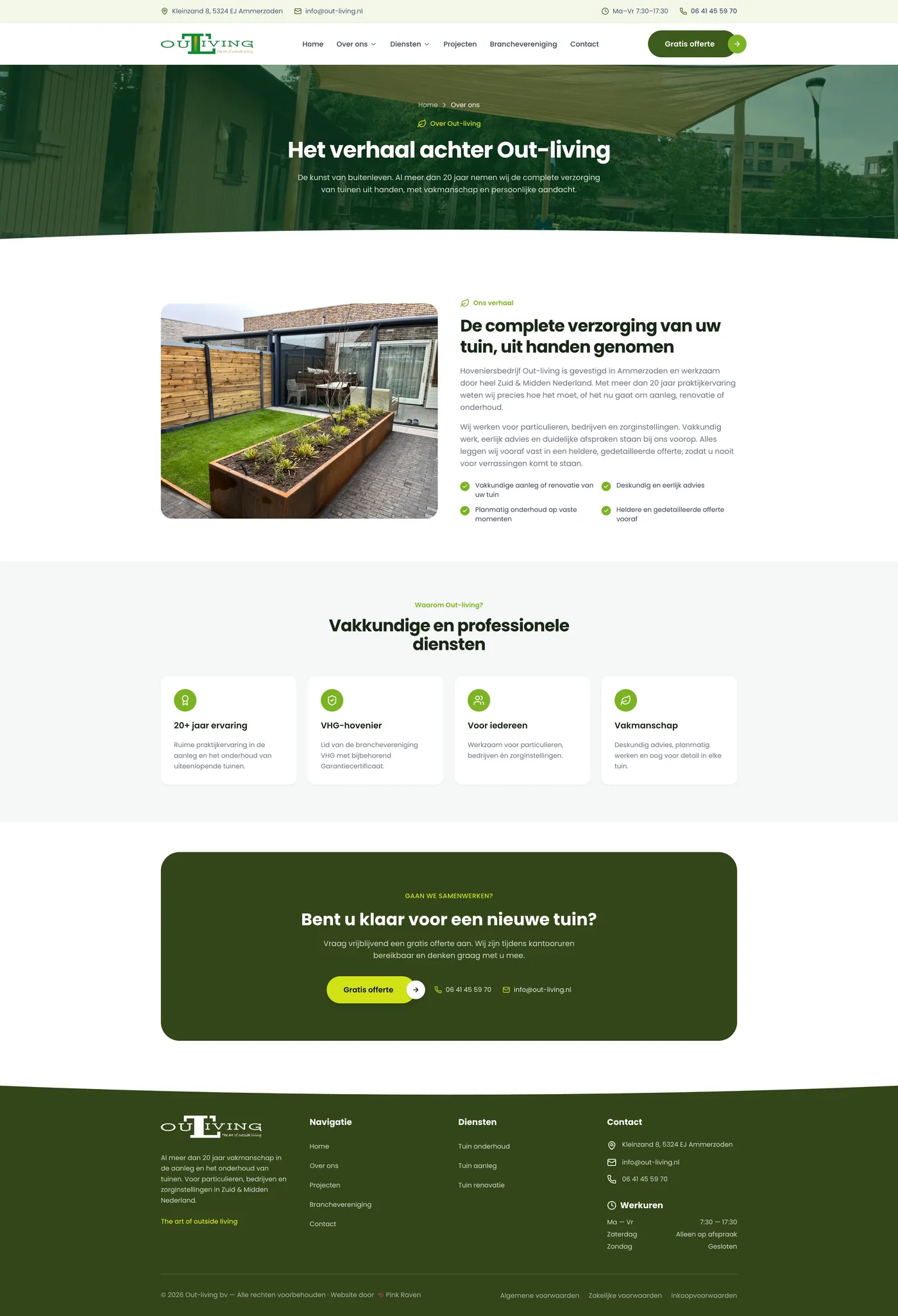 Over ons-pagina van de website van Out-living