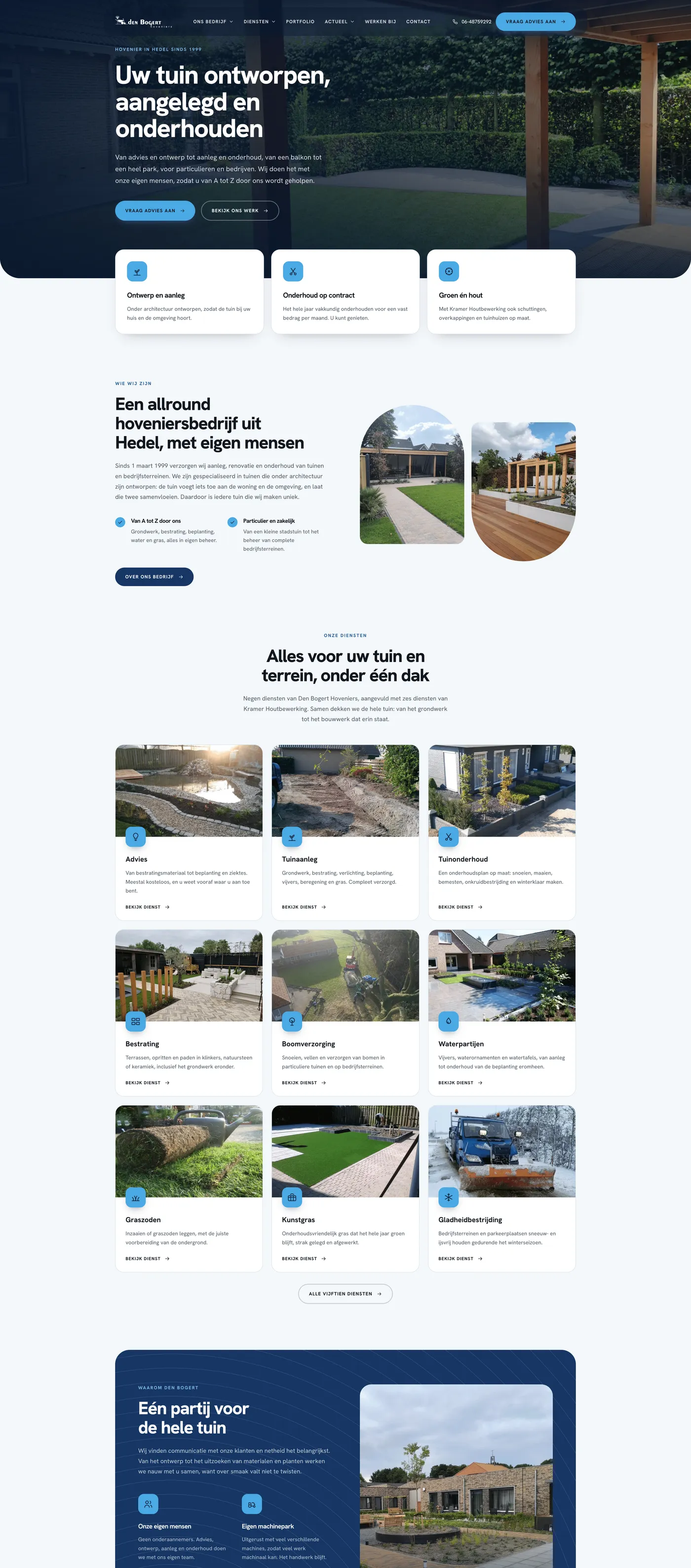 Homepage van Den Bogert Hoveniers
